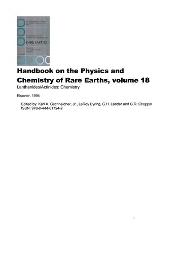 Couverture : Handbook on the physics and chemistry of rare earths