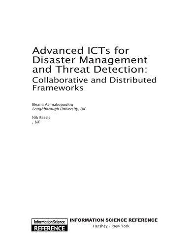 Couverture : Advanced ICTs for disaster management and threat detection