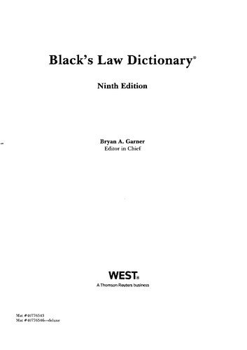 Couverture : Black's law dictionary (9th ed) Bryan A. Garner, editor in chief
