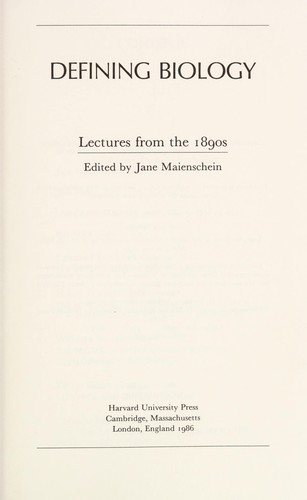 Couverture : Defining biology