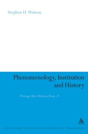 Couverture : Phenomenology, institution, and history