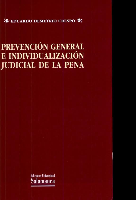 Couverture : Prevención general e individualización judicial de la pena