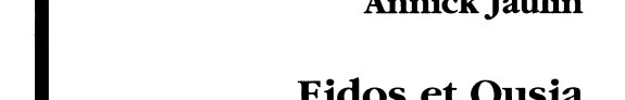 Couverture : Eidos et Ousia