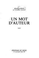 Couverture : Un mot d'auteur