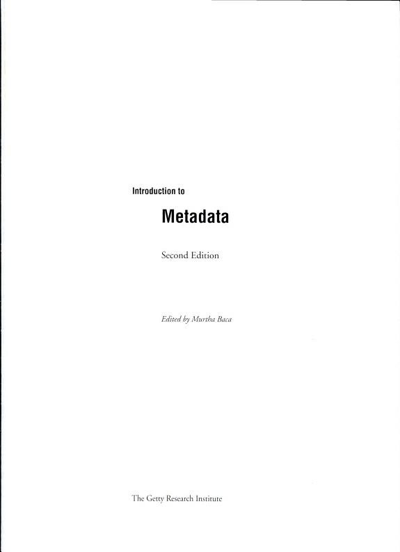 Couverture : Introduction to metadata