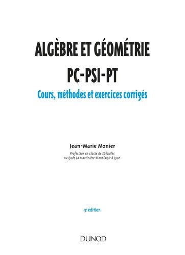 Couverture : Algèbre et géométrie PC-PSI-PT