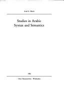 Couverture : Studies in Arabic syntax and semantics