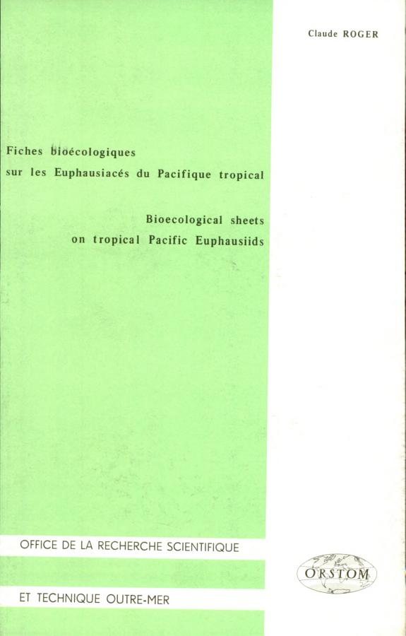 Couverture : Fiches bioécologiques sur les Euphausiacés du Pacifique tropical =