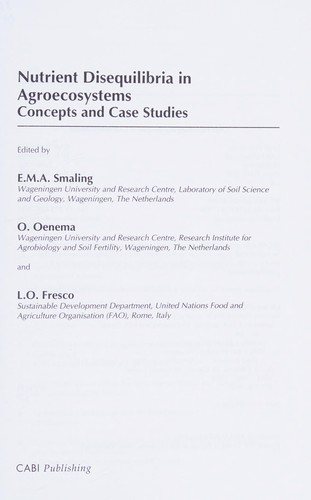 Couverture : Nutrient disequilibria in agroecosystems