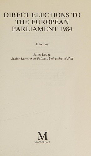 Couverture : Direct elections to the European Parliament, 1984