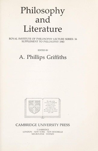 Couverture : Philosophy and literature