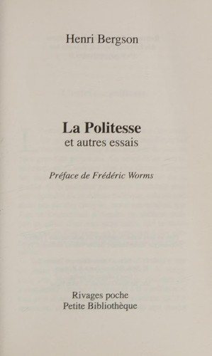 Couverture : La Politesse (French Edition)