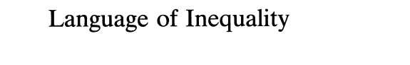 Couverture : Language of inequality