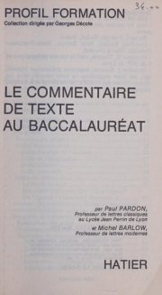 Couverture : Le commentaire de texte au baccalauréat