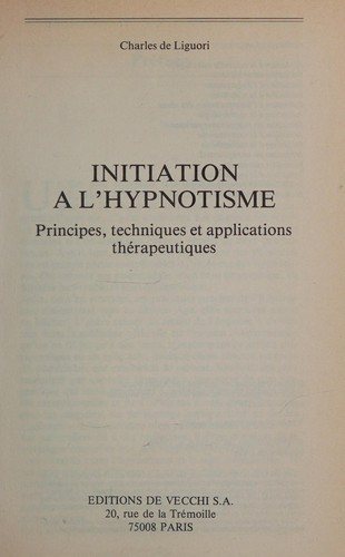 Couverture : Initiation à l'hypnotisme