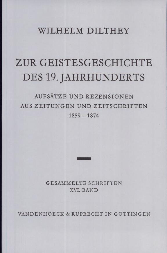 Couverture : ZUR GEISTESGESCHICHTE DES 19. JAHRHUNDERTS