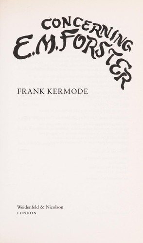 Couverture : Concerning E.M. Forster