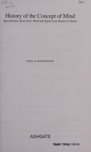 Couverture : History of the concept of mind