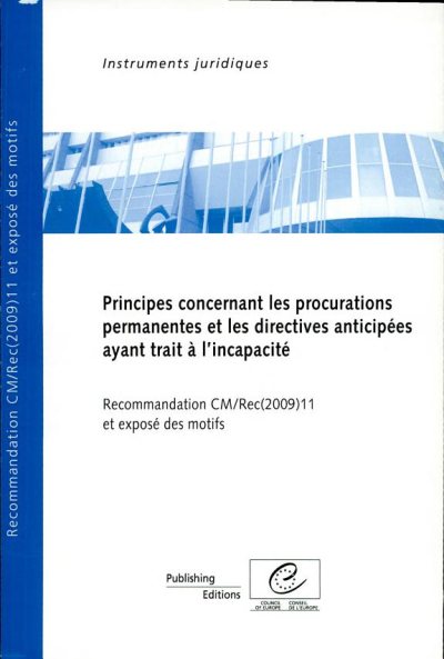 Couverture : Principes concernant les procurations permanentes et les directives anticipées ayant trait à l'incapacité