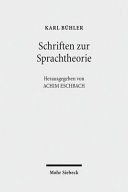 Couverture : Schriften zur Sprachtheorie