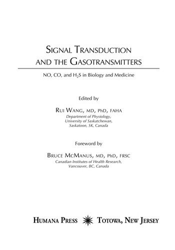 Couverture : Signal transduction and the gasotransmitters