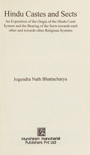 Couverture : Hindu Castes and Sects
