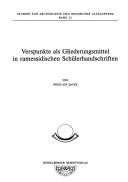 Couverture : Verspunkte als Gliederungsmittel in ramessidischen Schülerhandschriften