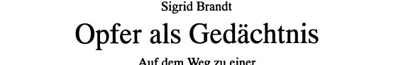 Couverture : Opfer als Gedächtnis