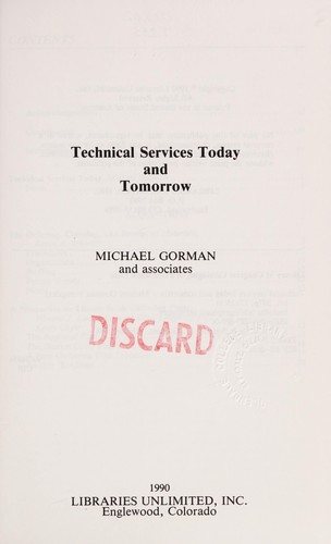 Couverture : Technical services today and tomorrow