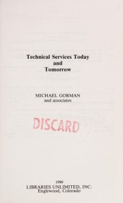 Couverture : Technical services today and tomorrow