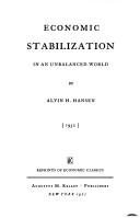 Couverture : Economic stabilization in an unbalanced world