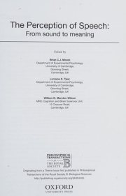 Couverture : The perception of speech