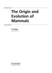 Couverture : The origin and evolution of mammals