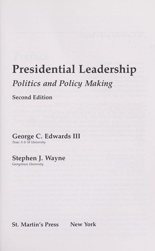 Couverture : Presidential leadership