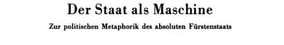 Couverture : Der Staat als Maschine