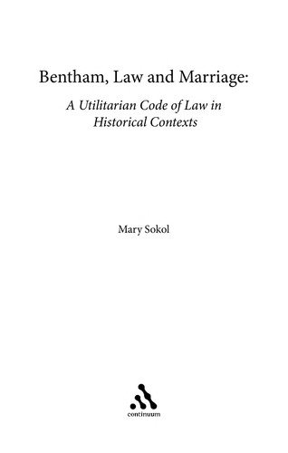 Couverture : Bentham, Law and Marriage