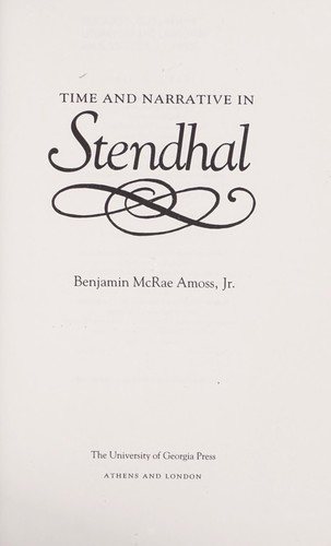 Couverture : Time and narrative in Stendhal