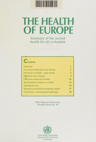 Couverture : The Health of Europe