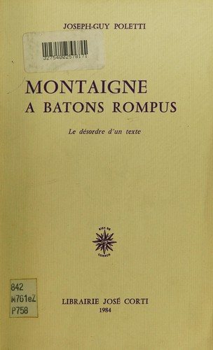 Couverture : Montaigne à bâtons rompus