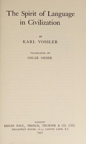 Couverture : The spirit of language in civilization