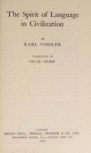 Couverture : The spirit of language in civilization