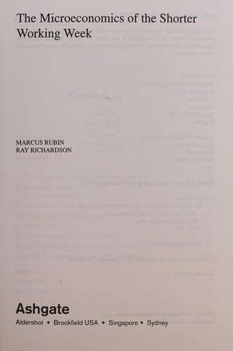 Couverture : The microeconomics of the shorter working week
