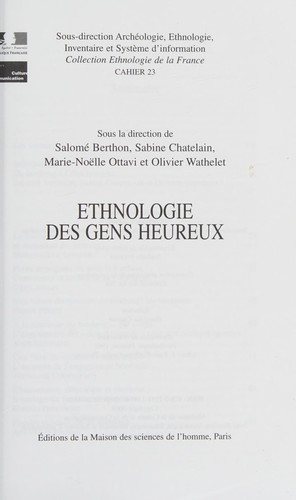 Couverture : Ethnologie des gens heureux