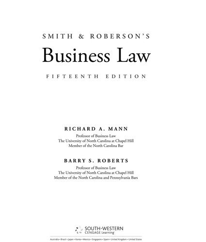Couverture : Smith and Roberson’s Business Law