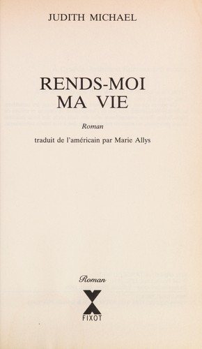 Couverture : Rends-moi ma vie