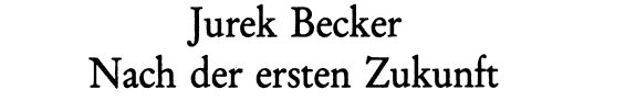 Couverture : Nach der ersten Zukunft