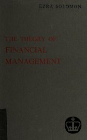 Couverture : The theory of financial management.