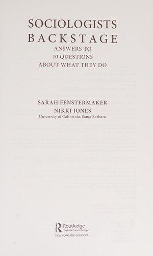 Couverture : Sociologists backstage