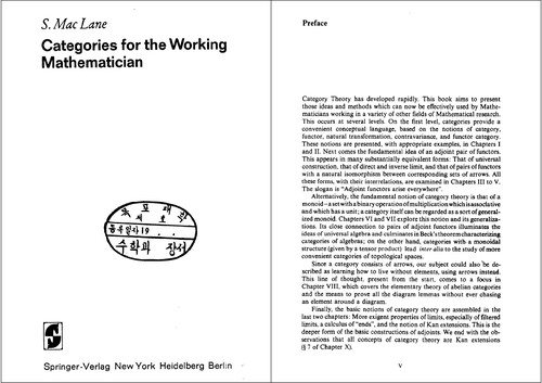 Couverture : Categories for the working mathematician