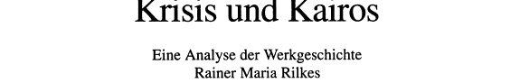 Couverture : Krisis und Kairos